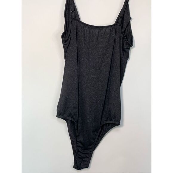 SHEIN Women's Glitter Tank Crisscross Swoop Bodysuit Black Large NWOT - Picture 5 of 8